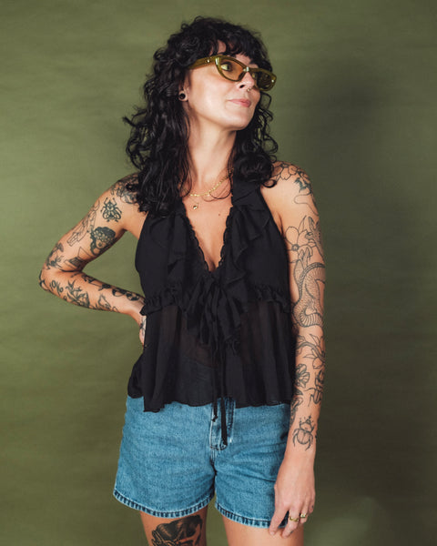 Sheer Double Tie Lace Top