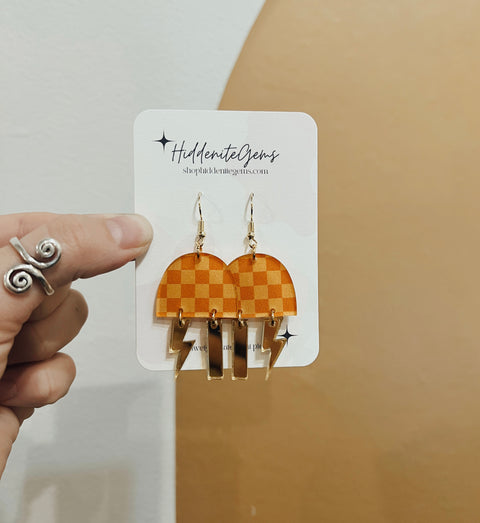 Checkered Mirror Arch Earrings