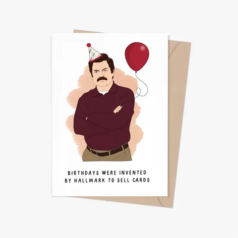 Ron Swanson Grumpy Birthday Card