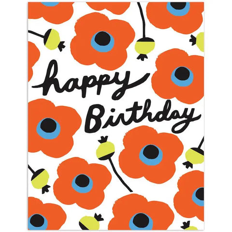 Poppies Floral Birthday Card