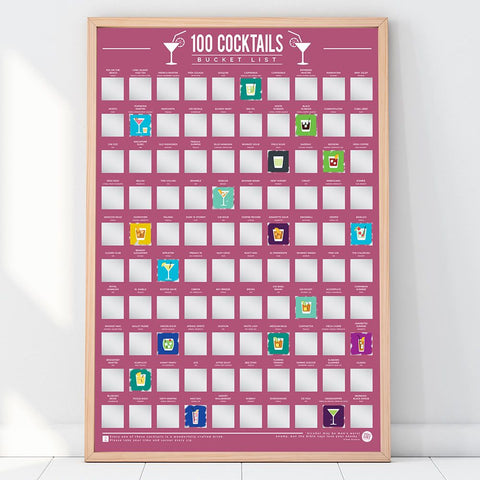 100 Cocktails Bucket List Poster