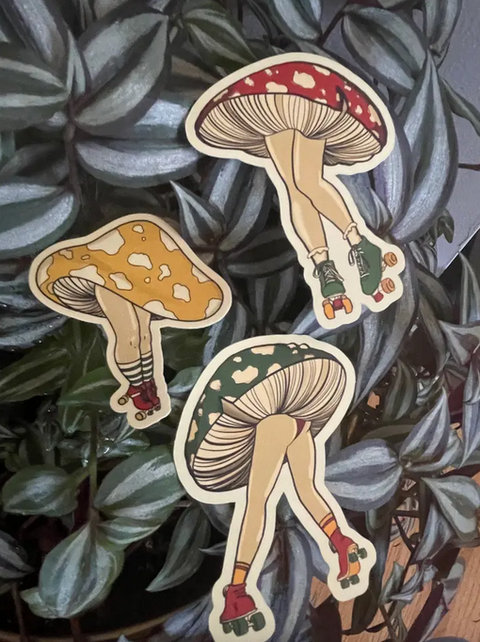 Yellow Shroomie Skate Sticker