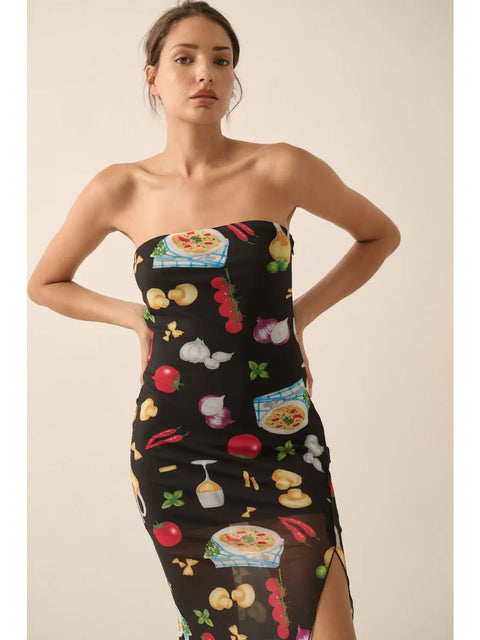  Italian Food Printed Dress