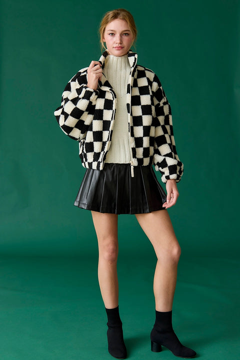  Alayna Black & White Check Jacket