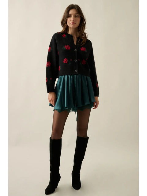  Rose Floral Cardigan