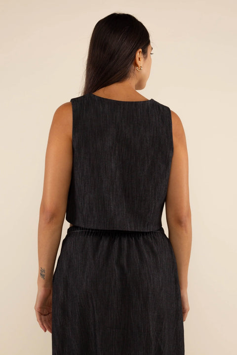  Plus Laney Black Denim Vest