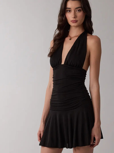  Halter Tie Open Back Dress