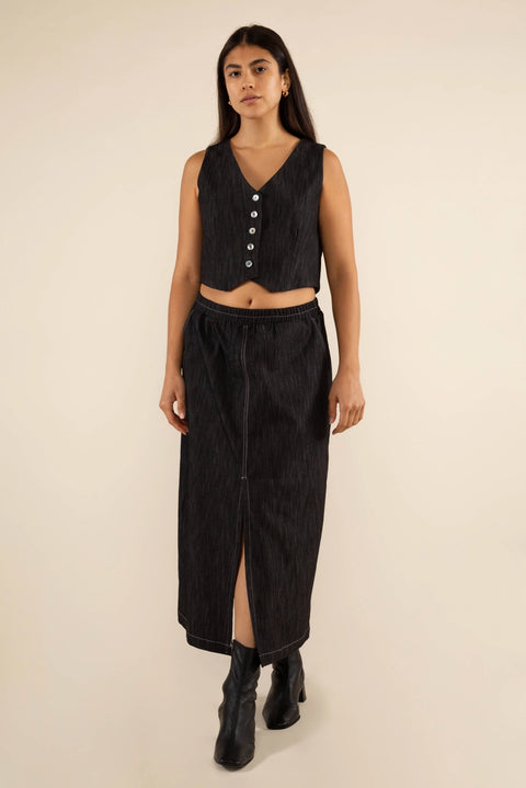 Plus Laney Black Denim Vest