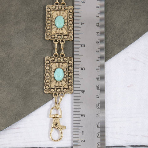  Square Turquoise Concho Chain Statement Belt