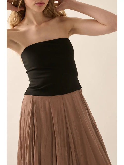  Colorblock Strapless Dress
