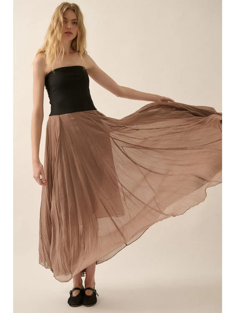  Colorblock Strapless Dress