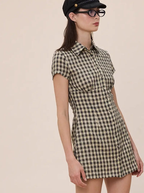  Vintage Checker Collar Dress