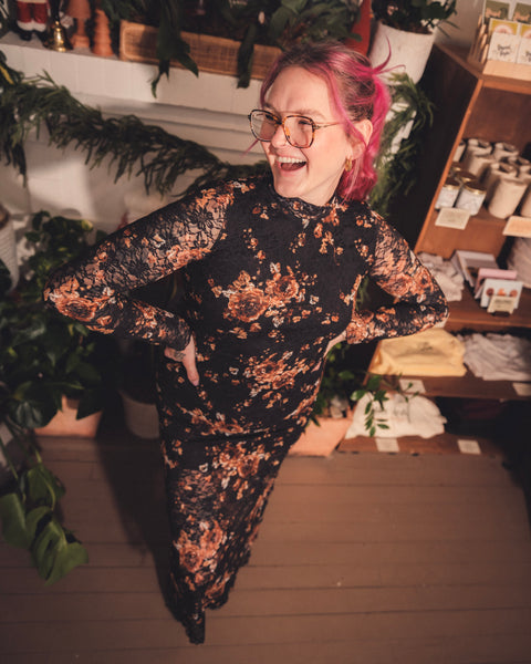 Winter Floral Lace Dress