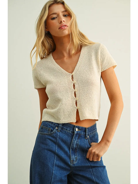  Cap Sleeve Button Top