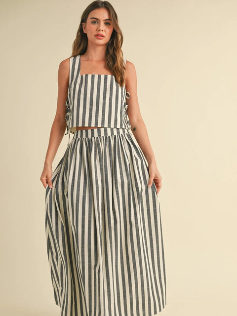  Striped Long Skirt