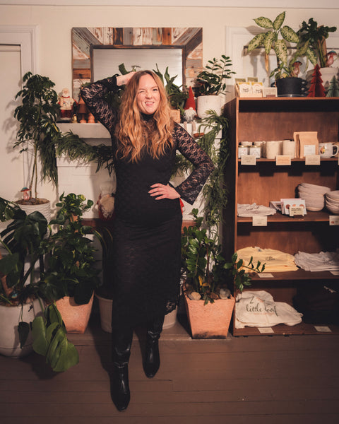 Black Floral Mesh Dress