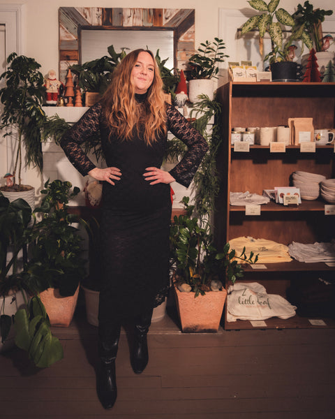  Black Floral Mesh Dress