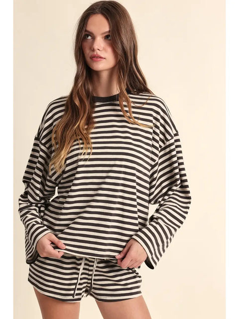 Stripe Print Oversized Top