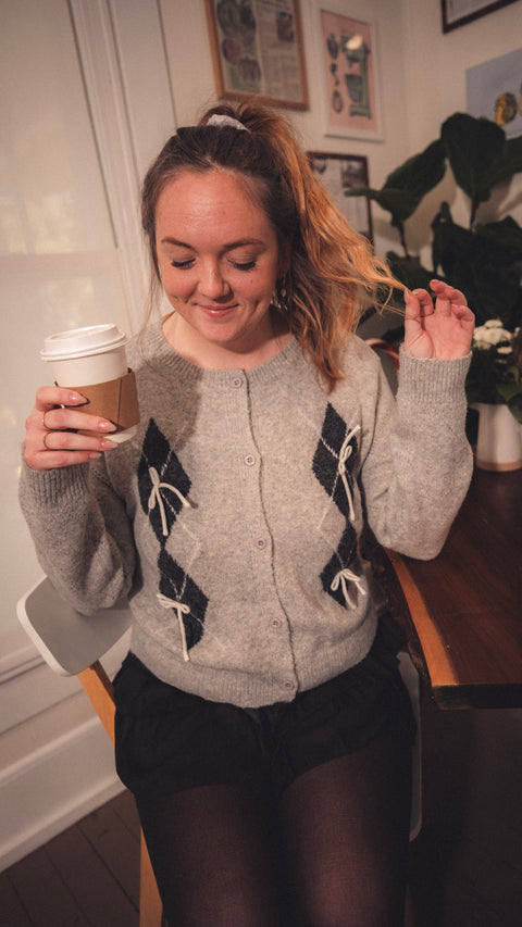 Diamond Bow Knit Cardigan