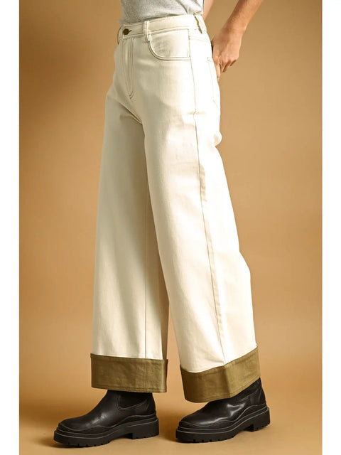  Contrast Cuff Pants