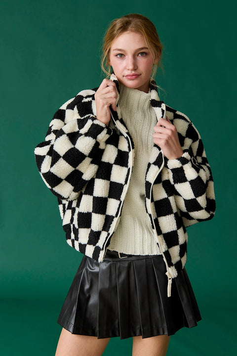  Alayna Black & White Check Jacket