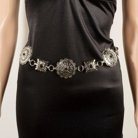  Stud Floral Concho Chain Belt
