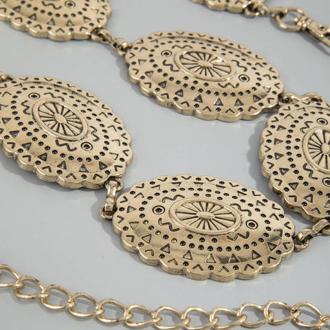  Starburst Medallion Scalloped Concho Chain Belt