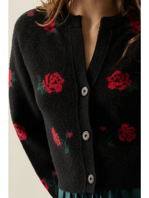  Rose Floral Cardigan