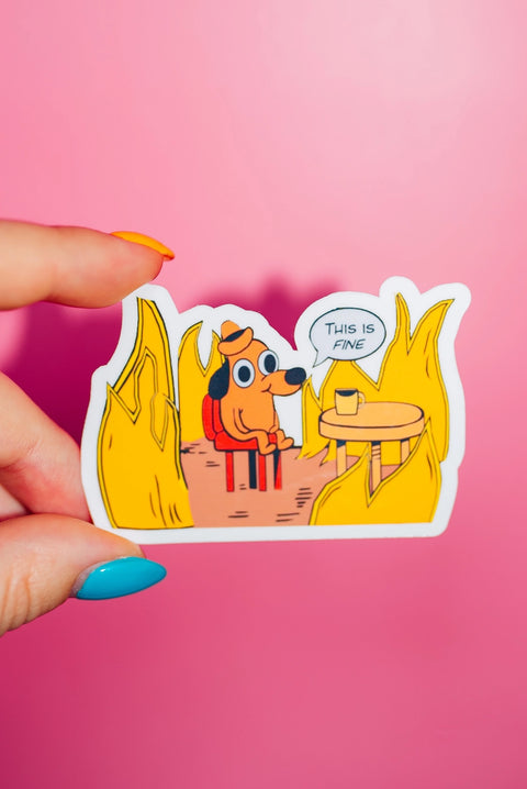 This Is Fine Cartoon Sticker