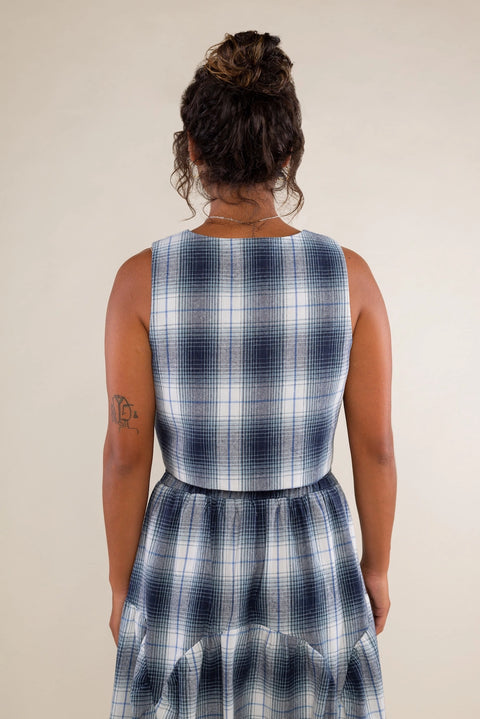 Wren Plaid Button Up Vest