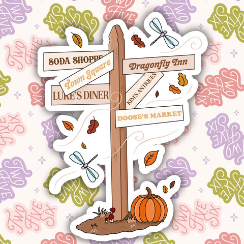 Gilmore Girls Street Sign Stack Sticker