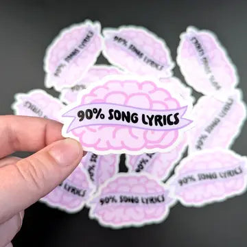 90% Song Lyrics Brain Sticker