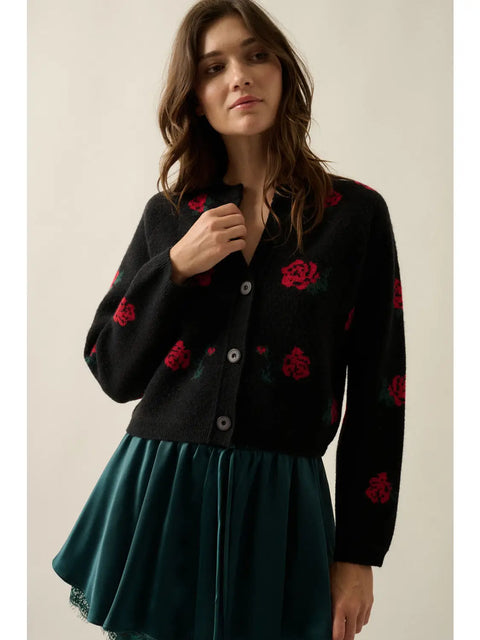  Rose Floral Cardigan