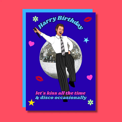 Harry Birthday Kiss and Disco Card