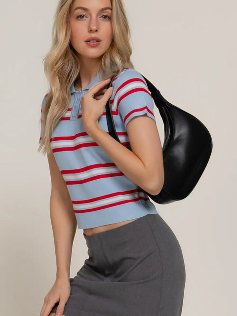  Multi Stripe Polo Top