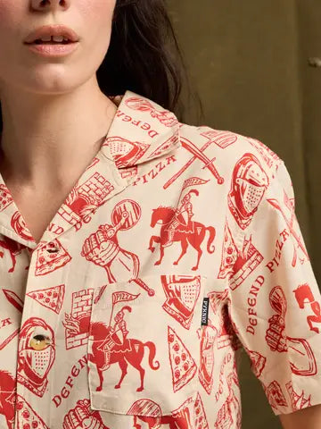  Defend Pizza Button Up