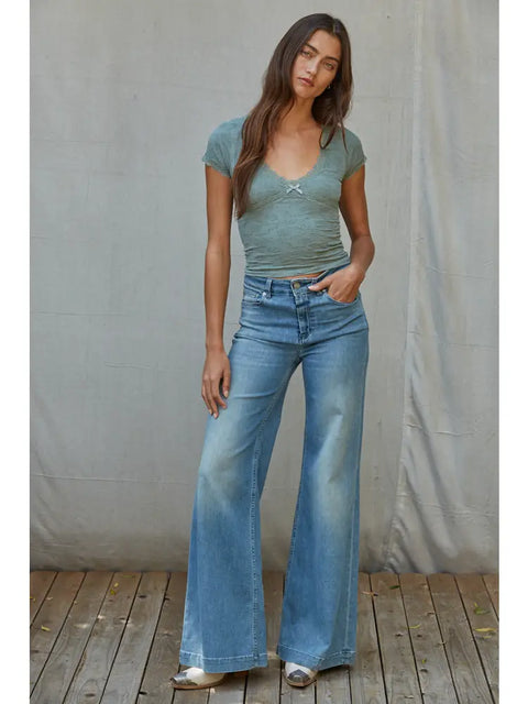 Knit Seamless V Neck Top