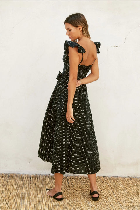  Pin Dot Corset Flutter Dress