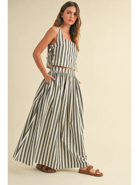  Striped Long Skirt
