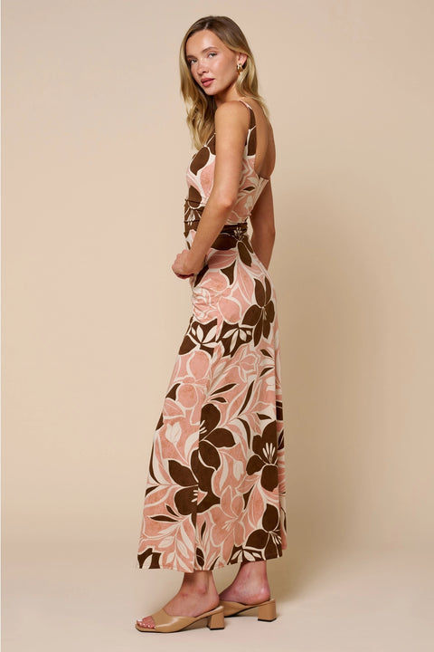  Brown & Pink Y2K Maxi Dress