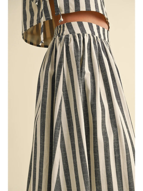  Striped Long Skirt