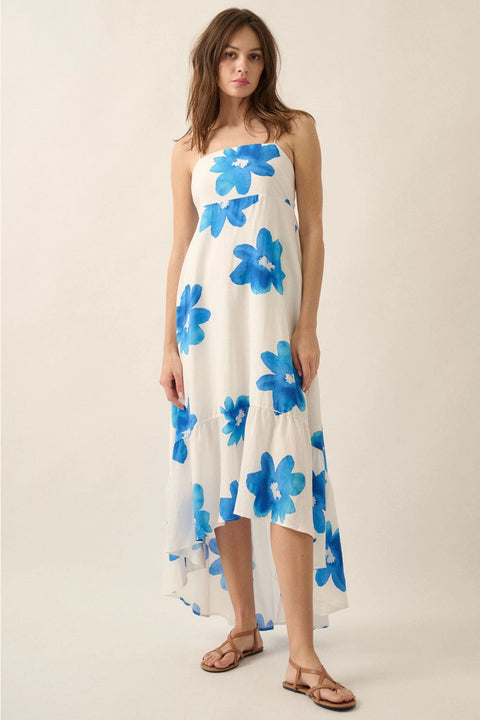  Summer Blue Open Back Dress