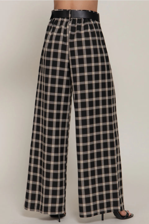  Plaid Wide Leg Pants
