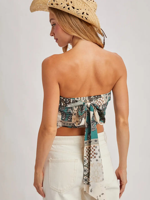 Paisley Crossover Bandeau Top