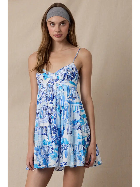  Blue Abstract Corset Mini