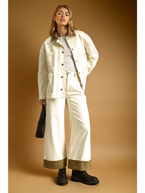  Contrast Cuff Pants