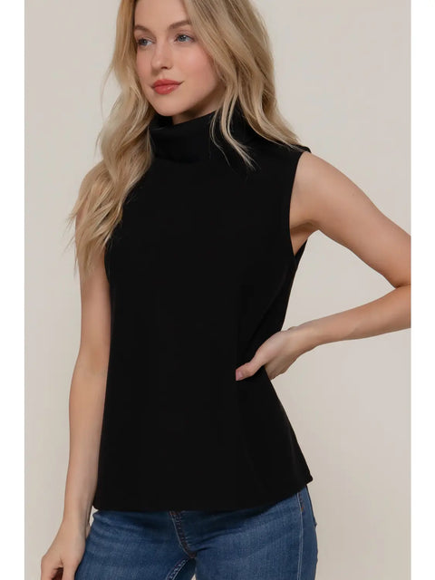  Sleeveless Soft Turtleneck Top