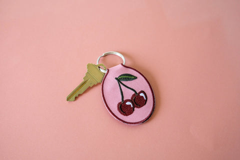 Cherry Embroidered Keychain