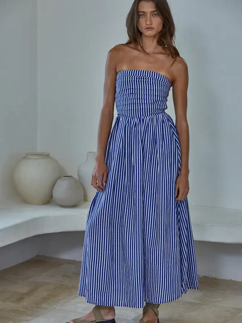  Striped Strapless Dress