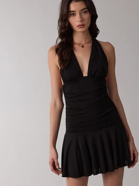  Halter Tie Open Back Dress